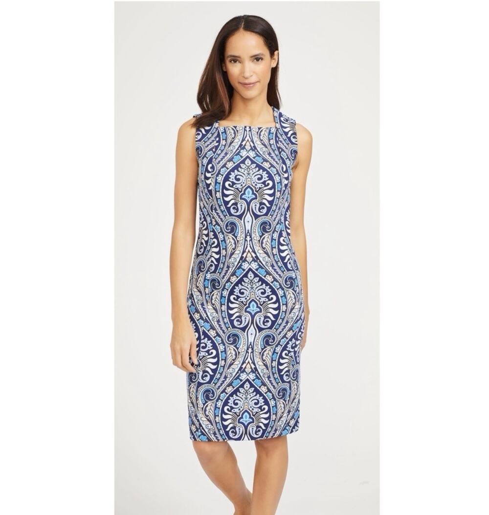 J. McLaughlin Blue Print Wayne Dress Sleeveless XS